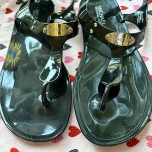 Michael Kors Shiny Black plate Women's Sandals